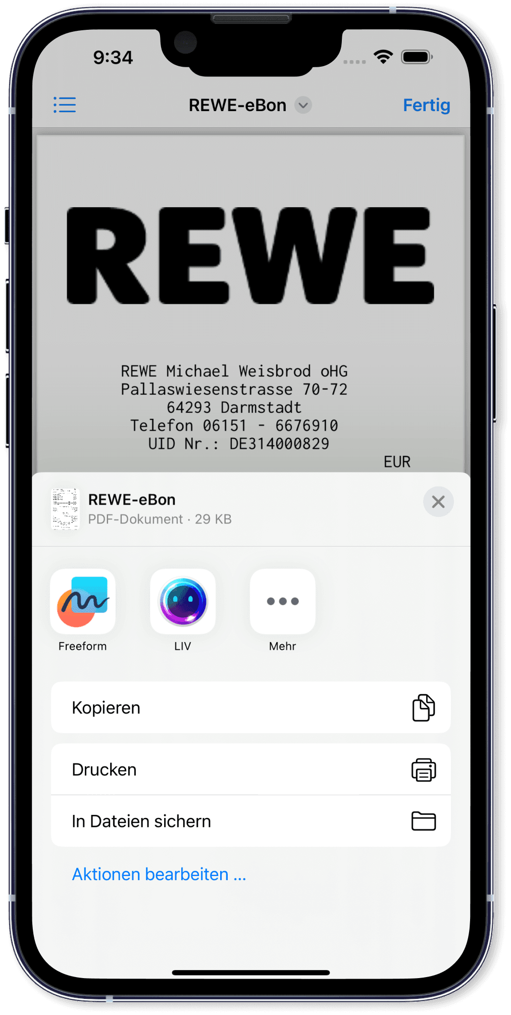 Dokumente aus anderen Apps in LIV importieren